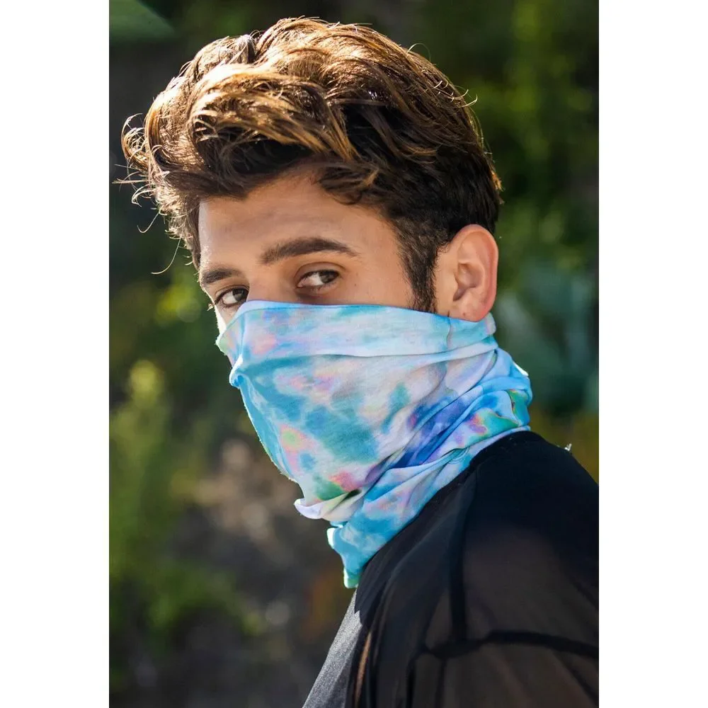 Tie Dye Face Wrap Cover Gator‎ Mask Tube Bandana Lightweight Blue NWT